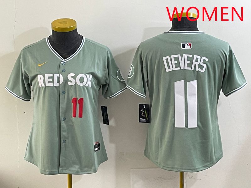 Women 2025 Boston Red Sox #11 Devers Light Green Joint Name Nike MLB Jersey style 8